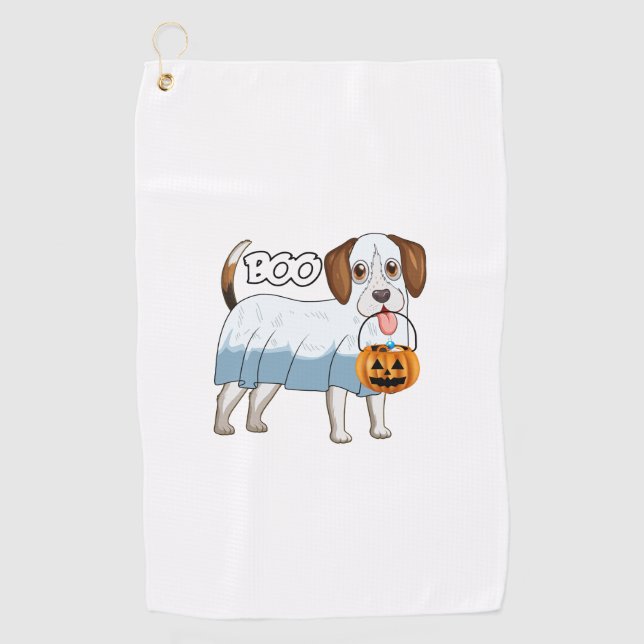 Ghost Beagle Halloween Dog Golf Towel (Front)