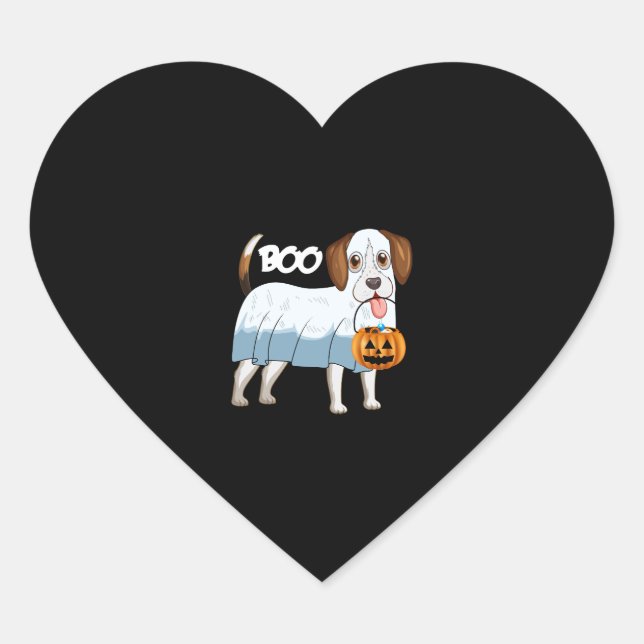 Ghost Beagle Halloween Dog Heart Sticker (Front)