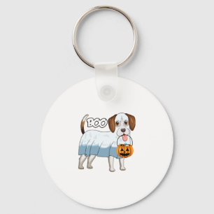 Ghost Beagle Halloween Dog Key Ring