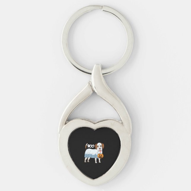 Ghost Beagle Halloween Dog Key Ring (Front)