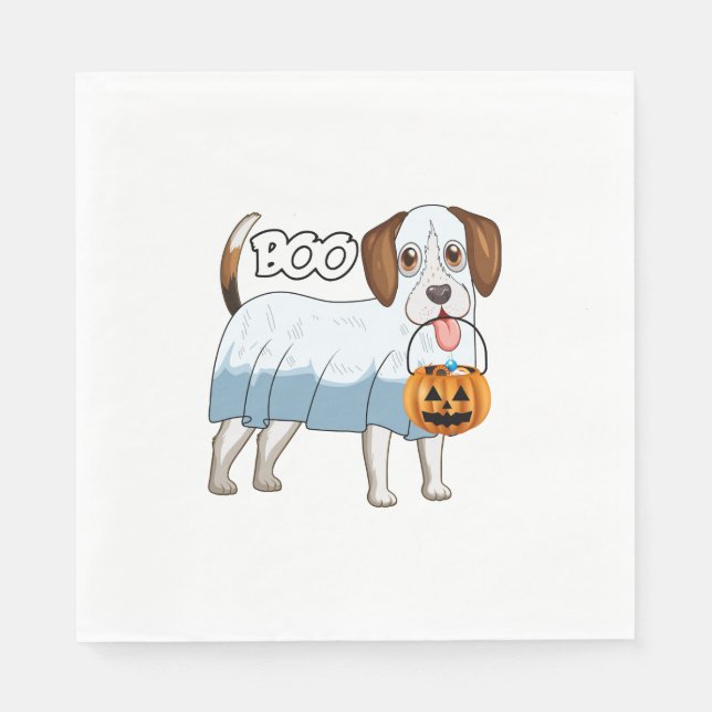 Ghost Beagle Halloween Dog Napkin (Front)