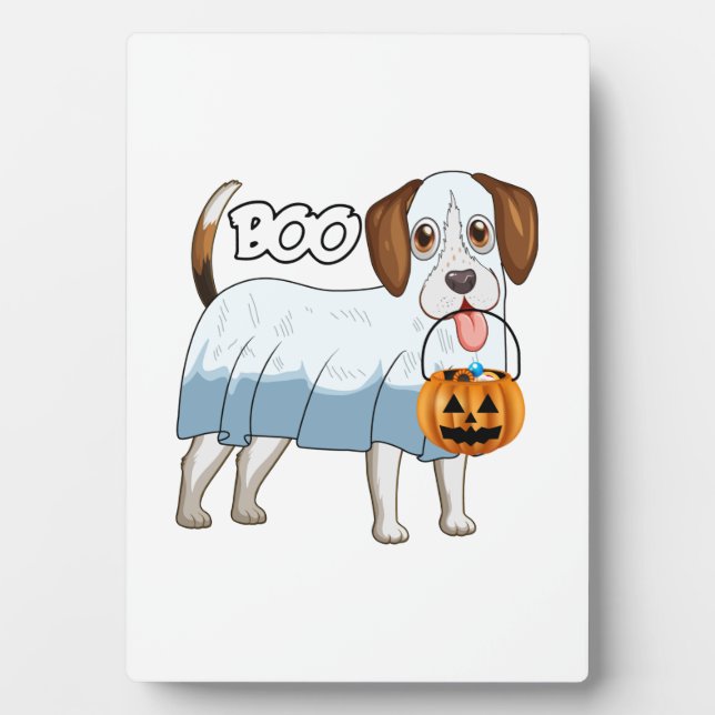 Ghost Beagle Halloween Dog Plaque (Front)