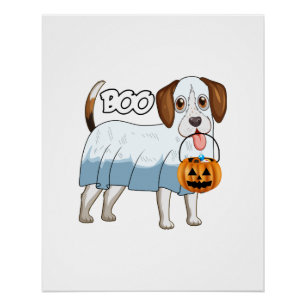 Ghost Beagle Halloween Dog Poster