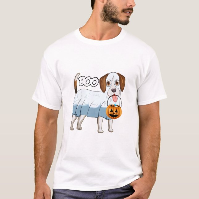 Ghost Beagle Halloween Dog T-Shirt (Front)