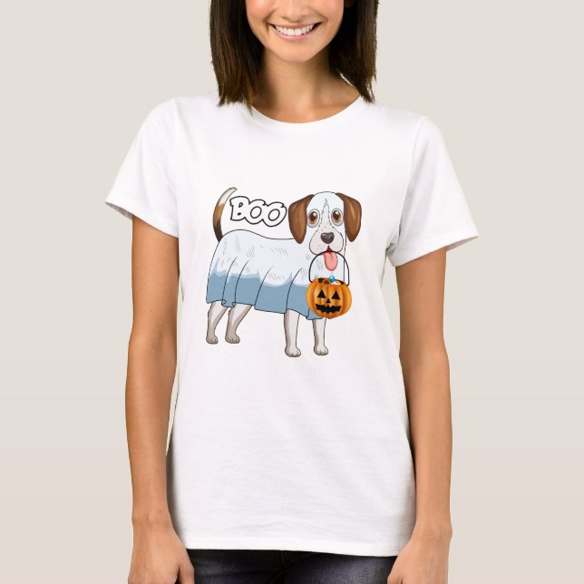 Ghost Beagle Halloween Dog T-Shirt (Front)