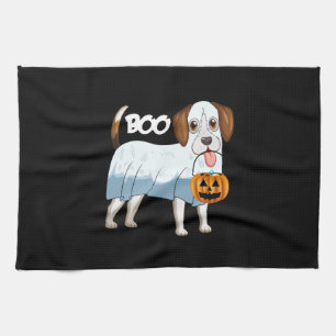 Ghost Beagle Halloween Dog Tea Towel