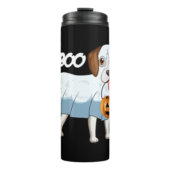 Ghost Beagle Halloween Dog Thermal Tumbler (Front)