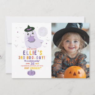 Ghost Birthday Pumpkins Girls Photo  Invitation