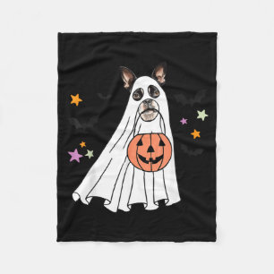 Ghost Black Boston Terrier Boo Dog Lover Halloween Fleece Blanket