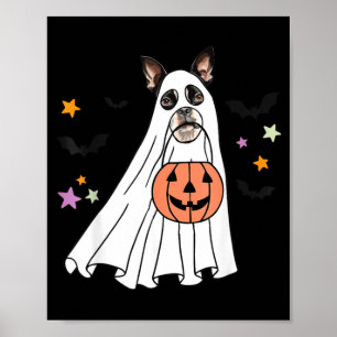 Ghost Black Boston Terrier Boo Dog Lover Halloween Poster