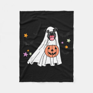 Ghost Black Pitbull Boo Dog Lover Halloween Fleece Blanket