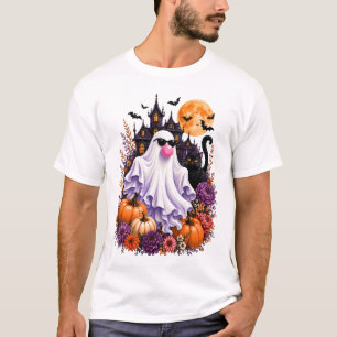 Ghost Blowing Bubble Gum Brushstroke Halloween Hou T-Shirt