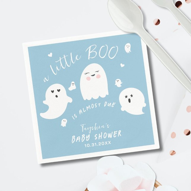 Ghost Boo Blue Boy Halloween Baby Shower Napkin (Creator Uploaded)
