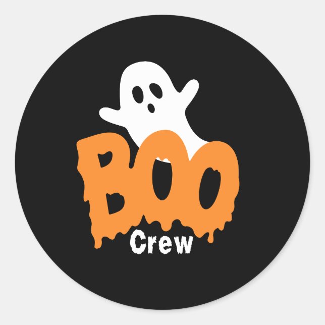 Ghost Boo Crew Halloween  Classic Round Sticker (Front)