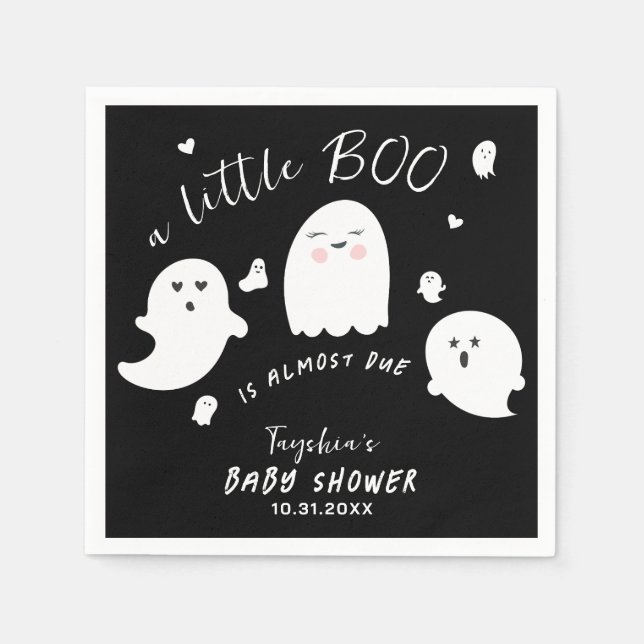 Ghost Boo Gender Neutral Halloween Baby Shower Napkin (Front)