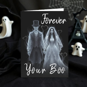 Ghost Boo Gothic Husband Wife Halloween Birthday Card