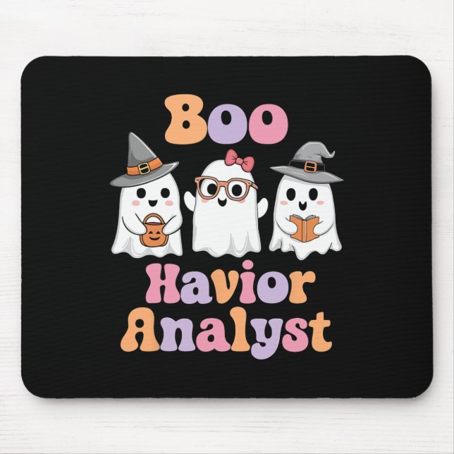Ghost Boo Havior Analyst Funny Halloween Behaviour Mouse Pad (Front)