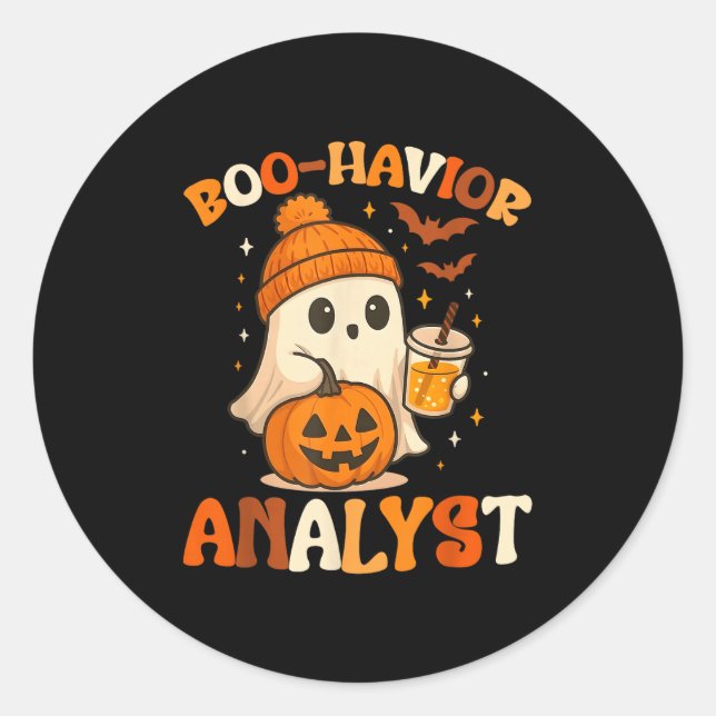 Ghost Boo Havior Yst Funny Halloween Behaviour The Classic Round Sticker (Front)