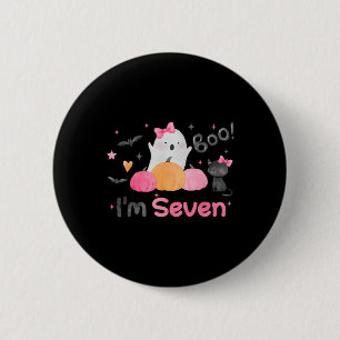 Ghost Boo I'm Seven 7 Year Old Halloween Kids 7th 6 Cm Round Badge