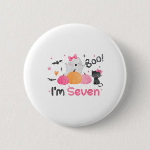 Ghost Boo I'm Seven 7 Year Old Halloween Kids 7th 6 Cm Round Badge