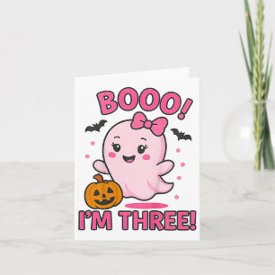 Ghost Boo I'm Three Years 3rd Birthday Toddler Hal Card