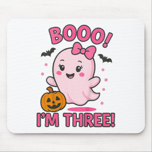 Ghost Boo I'm Three Years 3rd Birthday Toddler Hal Mouse Pad