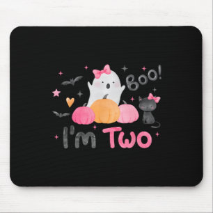 Ghost Boo I'm Two 2 Year Old Halloween Kids 2nd Bi Mouse Pad