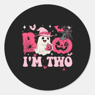 Ghost Boo I'm Two 2nd Birthday Kids Halloween Groo Classic Round Sticker