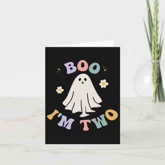 Ghost Boo I'm Two Yr 2nd Birthday Kids Halloween G Card (Front)