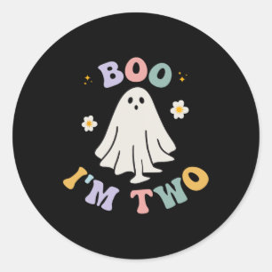 Ghost Boo I'm Two Yr 2nd Birthday Kids Halloween G Classic Round Sticker