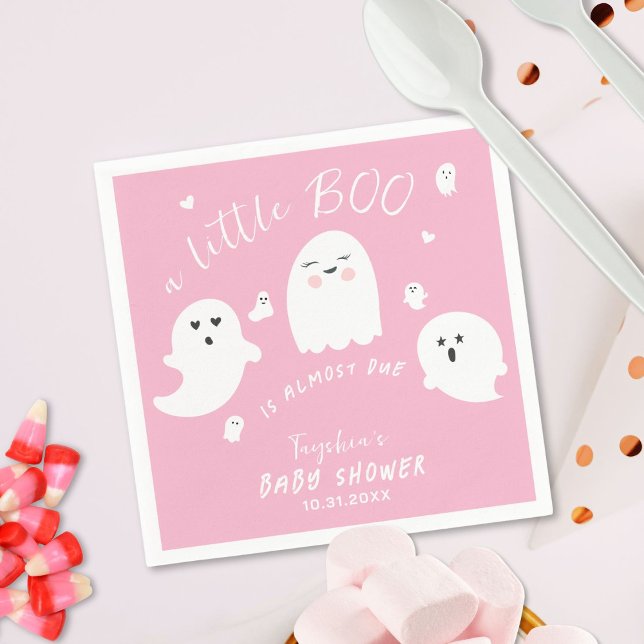 Ghost Boo Pink Girl Halloween Baby Shower Napkin (Creator Uploaded)