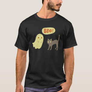 Ghost boo Scare Cat halloween Cute ghost here for T-Shirt