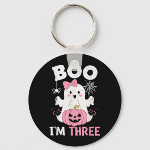 Ghost Boo Three Year 3rd Birthday Girls Halloween Key Ring