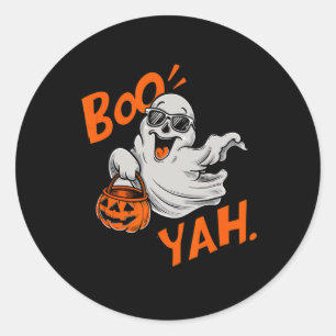 Ghost Boo Yah Funny Halloween Shirt Spooky Booyah Classic Round Sticker