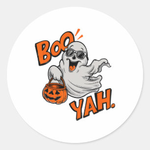 Ghost Boo Yah Funny Halloween Shirt Spooky Booyah Classic Round Sticker