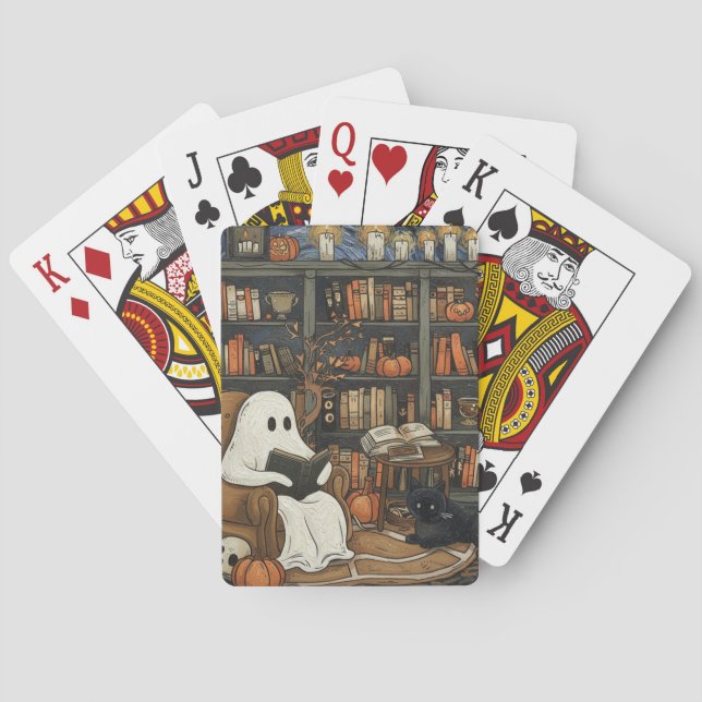 Ghost Book Reader Reading Book Literature Lover  Playing Cards (Back)