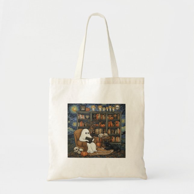 Ghost Book Reader Reading Book Literature Lover  Tote Bag (Front)