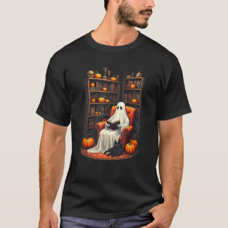 Ghost Book Reader Reading Book Lover Teacher Funny T-Shirt