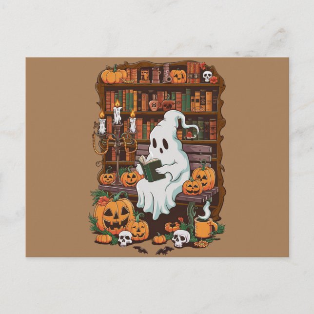 Ghost Book Reader Reading Lover Gift Reader  Postcard (Front)