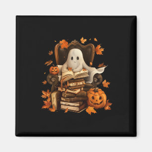 Ghost Book Reading Pumpkin Gothic Halloween Teache Magnet