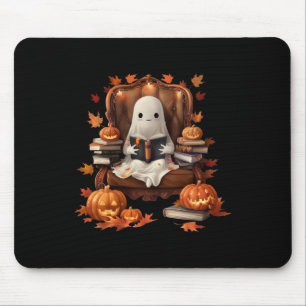 Ghost Book Reading Pumpkin Gothic Halloween Teache Mouse Pad