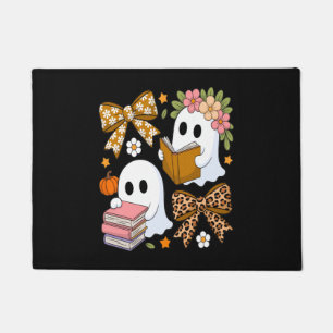 Ghost Books Halloween Floral Fall Halloween Doormat