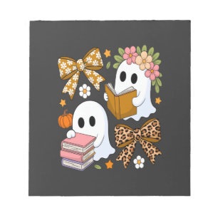Ghost Books Halloween Floral Fall Halloween Notepad