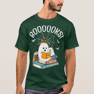 Ghost Books Reading Halloween Book Lover Teachers T-Shirt