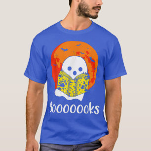 Ghost Books Reading Halloween Book Lover Teachers T-Shirt
