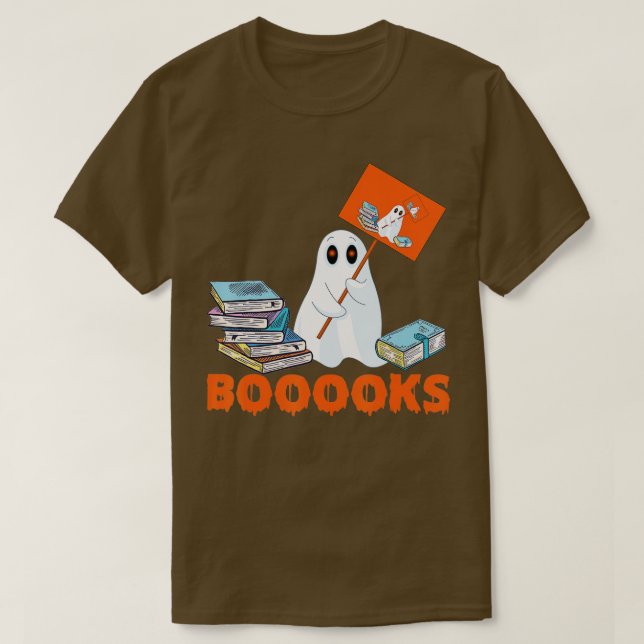 Ghost Booooks Funny Halloween Boo Reading Books  T-Shirt (Design Front)
