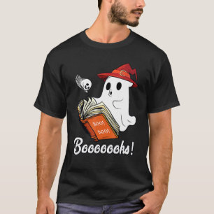 Ghost Booooooks Boo Read Books Teacher Halloween T-Shirt