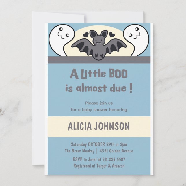 Ghost Boy Cute Halloween Baby shower Invitation (Front)