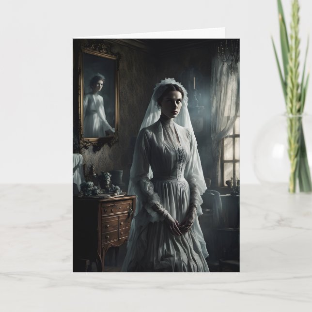 Ghost Bride and Mirror Halloween Card (Front)