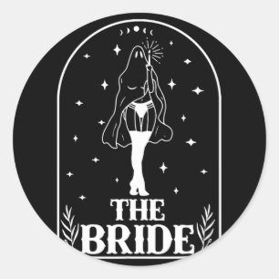 Ghost Bride Coven Gothic Halloween Wedding Bachelo Classic Round Sticker